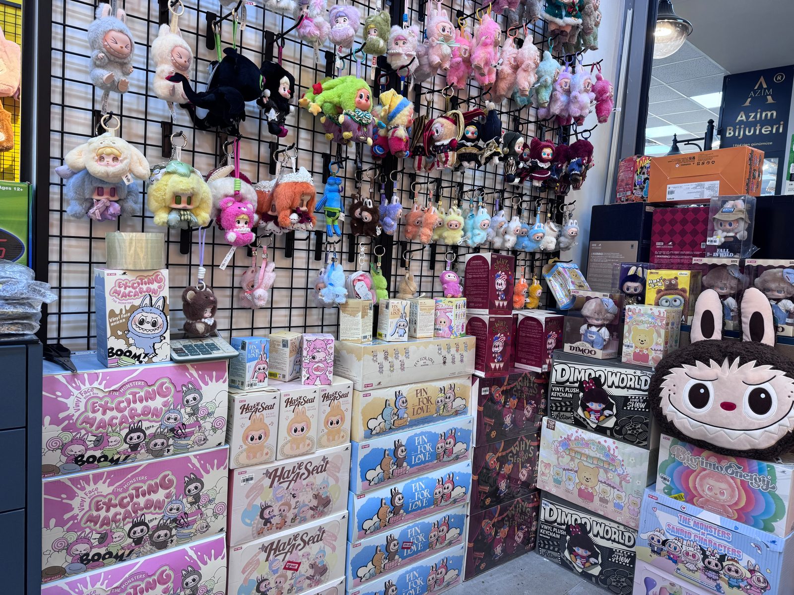 Labubu peluşları ve kapalı blind box kutuları